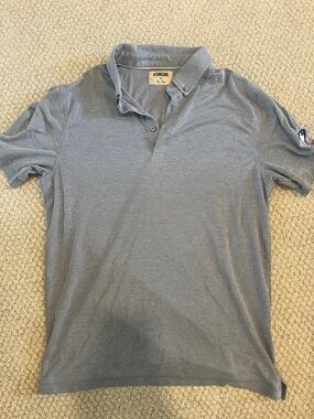 Linksoul Men’s Heather Light Blue Button-Down Collar Polo